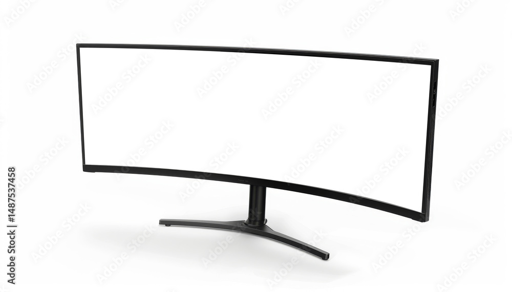 Poster ultrawide computer monitor with curved design, perfect for immersive viewing experiences. ideal for 