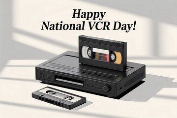 Obraz premium National vcr day celebration with retro video player and cassette tapes for nostalgic memories