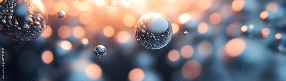 Poster abstract depiction of floating spheres in soft focus.