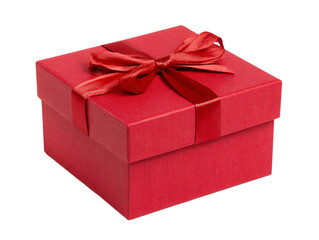 Obraz premium Red Gift Box with Red Ribbon on Transparent Background, PNG