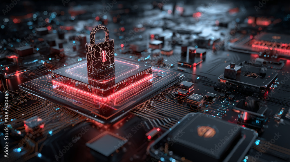 Aufkleber abstract lines circuit board and security technology concept background