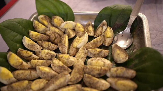 Egg masala fry served in Indian wedding