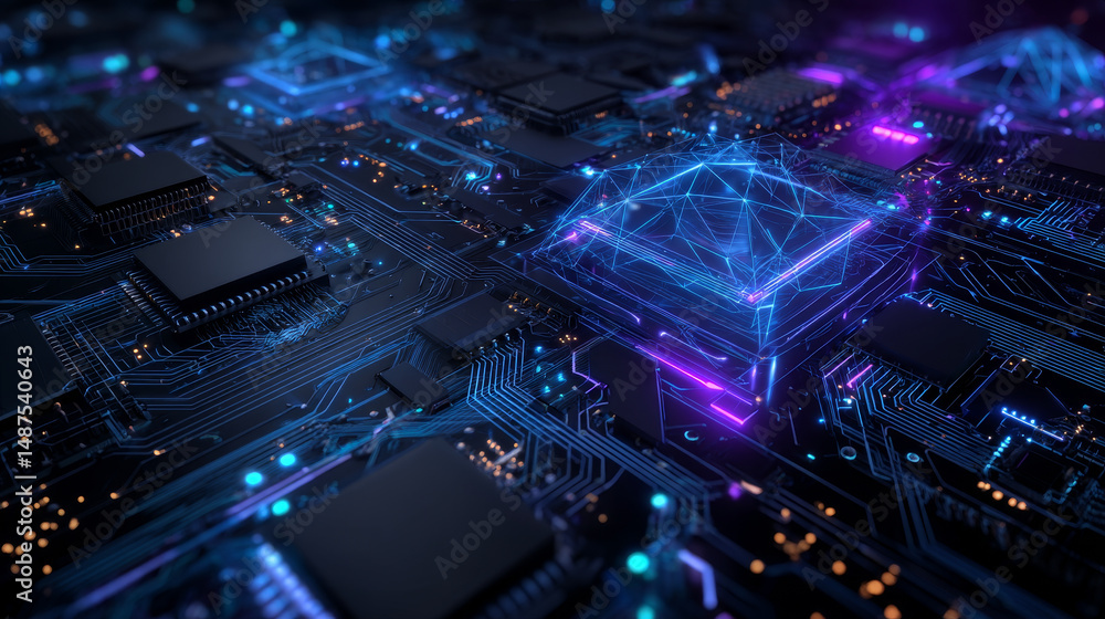Poster abstract lines circuit board and security technology concept background