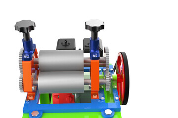 Portable Sugarcane Juice Vending Equipment with Internal Combustion Engine, mobile on casters, easy to move. High definition isolated element on a PNG Transparent HD Background.