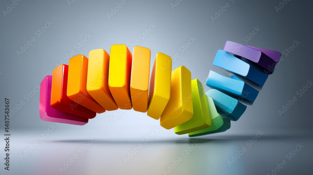 Aufkleber colorful, playful arrangement of blocks creating a dynamic wave effect.