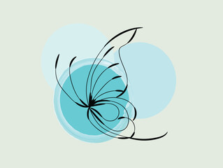 Abstract Butterfly Wing Design with Teal Watercolor Circles