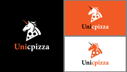 Horse pizza icon, unicorn icon, unicorn pizza vector logo 