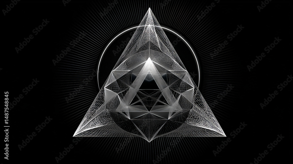 Aufkleber penrose triangle form lines, triangles and particle style design. illustration vector