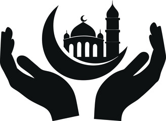 Obraz premium Zakat Charity Silhouette Vector Collection – Islamic Donation & Giving Icons, Crescent, Coins, Hands, Boxes & More in Clean Silhouette Style