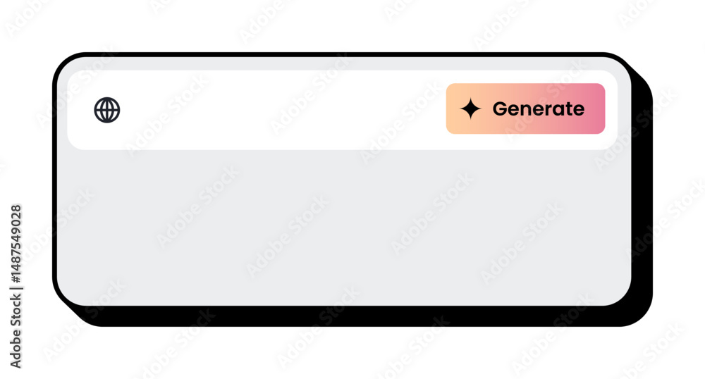 Poster simple user interface frame with generate action. minimalist ui frame with generate button for web o