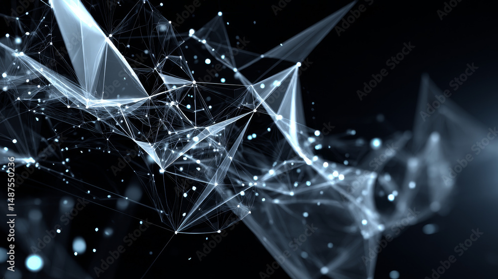 Poster close up of mobile phone camera from lines, triangles and particle style design. illustration vector