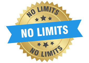 no limits. no limits round blue and gold label isolated on transparent background