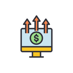 Online Investment Growth Concept Featuring Monitor And Ascending Arrows