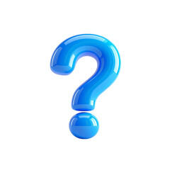 Shiny blue 3d question mark symbol illustration graphic design art icon on transparent background