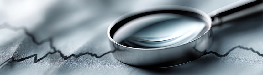 Buy gold bullish signal chart with psychology and trend concept. Magnifying glass over financial analysis graphs and data.