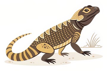 Obraz premium Cartoon lizard illustration with brown and yellow scales