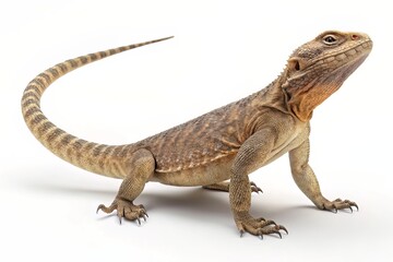 Obraz premium Brown Lizard Standing on White Background