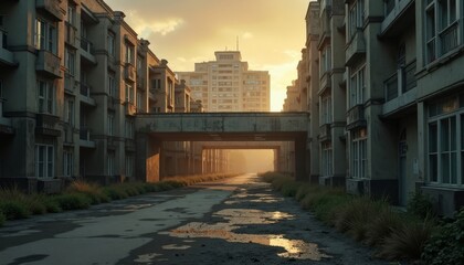 Urban Apartment Buildings During Sunset