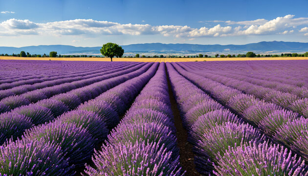 Le champ de lavande en fleur