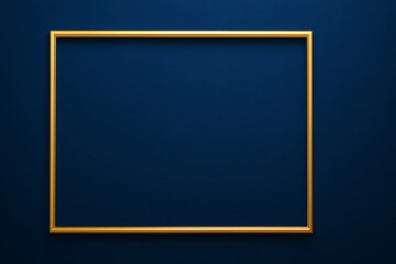 Golden rectangular frame on dark blue background, elegant minimal design ideal for posters, invitations, certificates, luxury branding, decorative layout or presentation use

