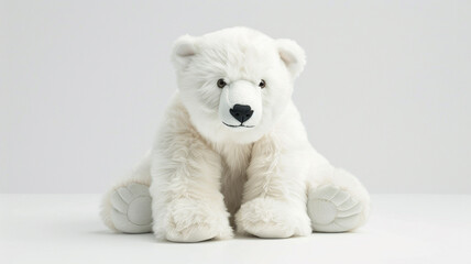 Soft white plush polar bear toy. Cuddly arctic animal for playtime and comfort.