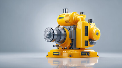 Fototapeta premium High-quality yellow industrial pump on a sleek background, showcasing advanced technology.