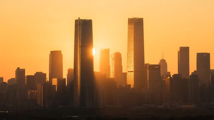 Naklejka premium sunset over the city