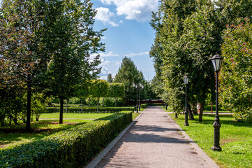 Voronezh, Russia, July 26, 2024: Upper Park of the Oldenburg Palace Complex in the village of Ramon