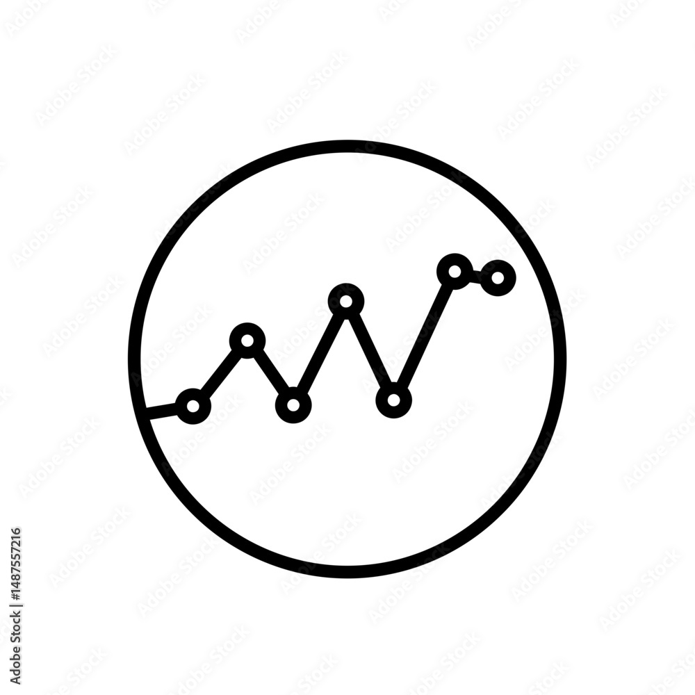 Poster business data illustration: a sleek, minimalist icon of a line graph within a circle, a symbolic rep
