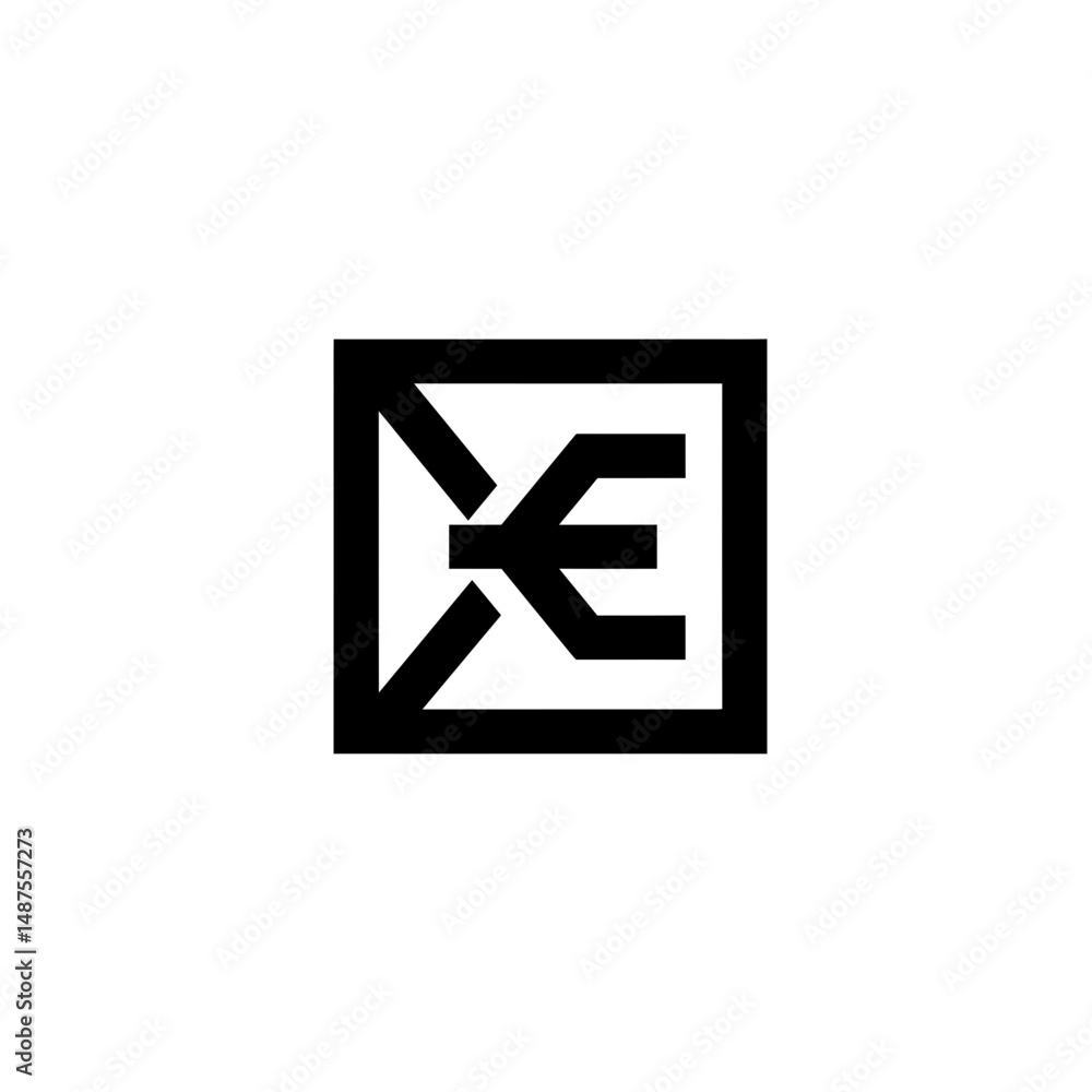 Poster geometric monogram: a sleek, minimalist logo showcases a unique, angular monogram within a square fr