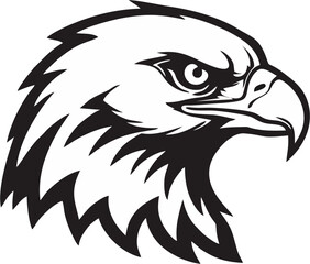 Vintage Tattoo Style Eagle Head Vector in Line Drawing