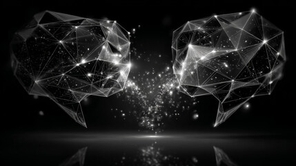 Question & Answer bubble chat form lines, triangles and particle style design. Illustration vector