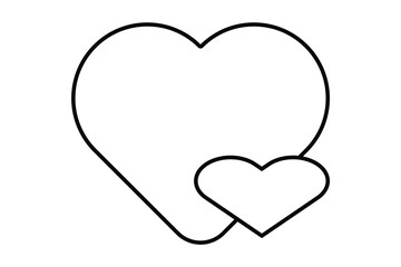 double and two heart icon, isolated on white background.