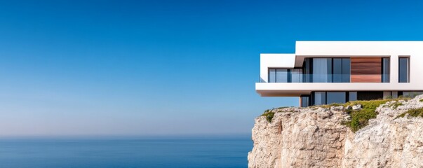 Cliffside Modern Home White Villa on Rocky Coast with Ocean Views, Architecture ,Luxury real estate