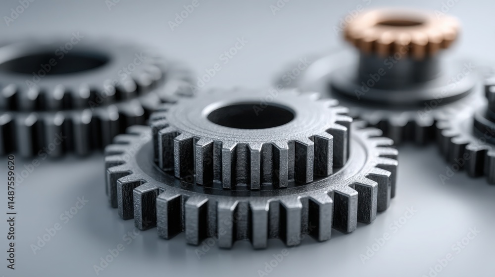 Poster intricate gears representing efficient machine-led resource allocation and optimization in modern te