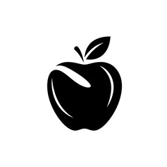 Black Apple Silhouette: A starkly beautiful, minimalist silhouette of a ripe apple with a single leaf, perfect for conveying simplicity, health, and the essence of nature.