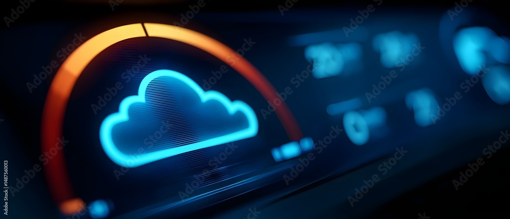 Aufkleber sleek cloud computing dashboard with a warm ambient glow