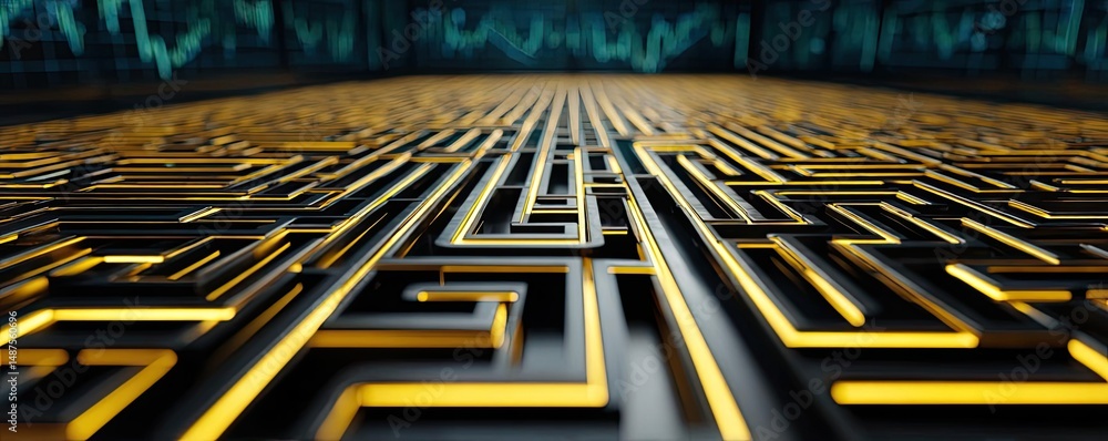 Poster gold price surge risk from economy and bubble concept. futuristic circuit pattern with glowing golde