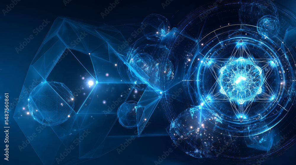 Poster blue abstract technology background with circle and geometric concept vector design
