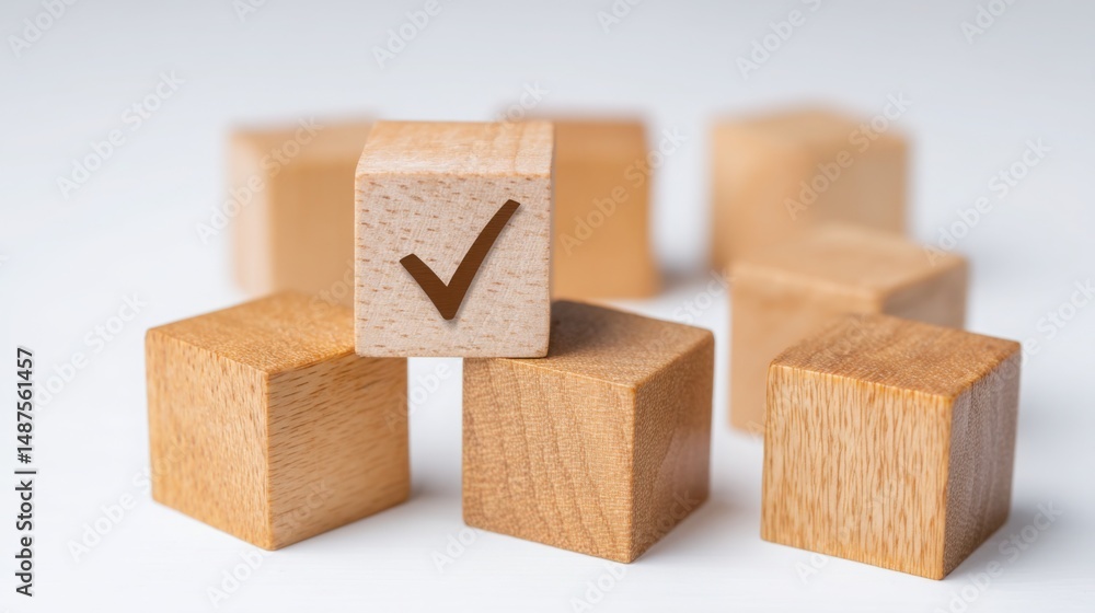 Poster wooden clock constructed from blocks representing time management and the importance of prioritizing