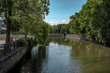 Pforzheim Germany August 9, 2018 Beautiful view of a small city river