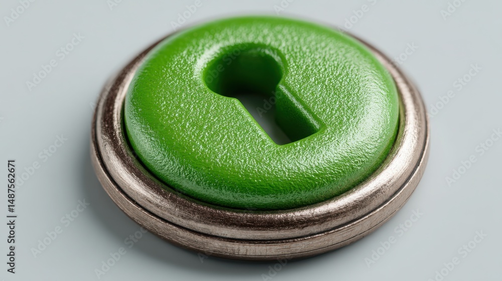 Poster green button featuring dont symbol to communicate critical changes and avoid unnecessary actions in 