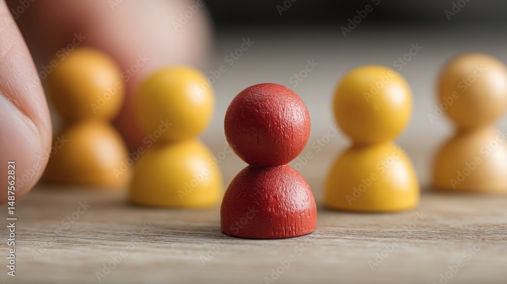 Poster finger pointing to small group of people to initiate team realignment strategy concept for enhanced 