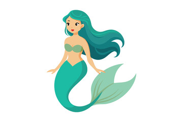Mermaid cartoon vector illustration on white background