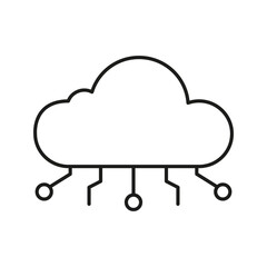 Cloud Computing Network Icon. Data Storage, Connectivity, And Digital Infrastructure Outline Symbol. Cloud Technology And Internet Services. Editable Stroke. Isolated Vector Illustration