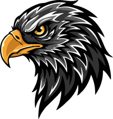 Vintage eagle head with sketched lines, retro vector illustration