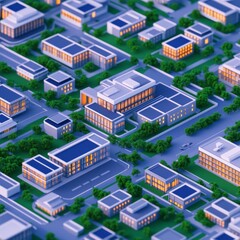 Isometric Cityscape Building, Trees and Streets,Urban ,Architecture