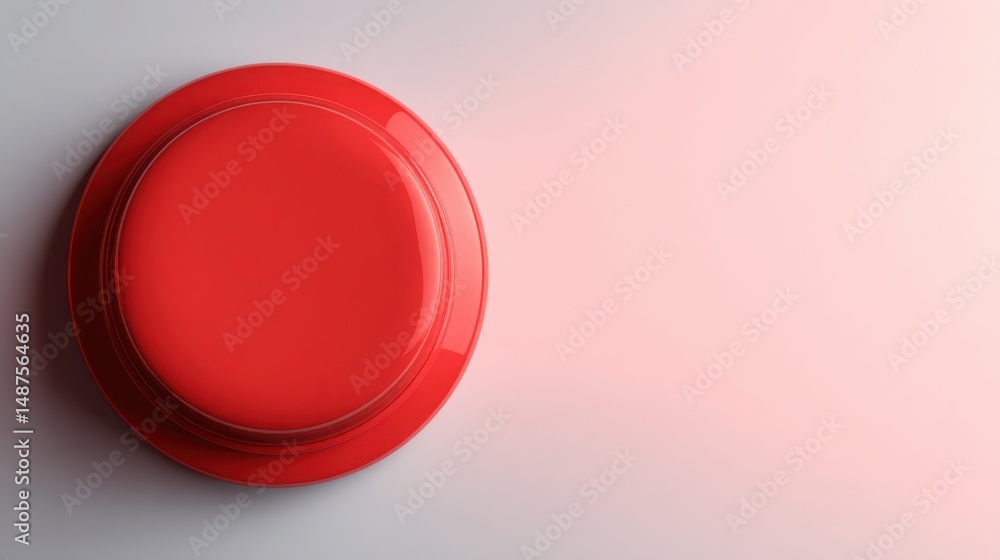 Poster bright red button set against a crisp white background representing a macro-economic heat index conc