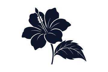 Hibiscus flower silhouette vector illustration on white background