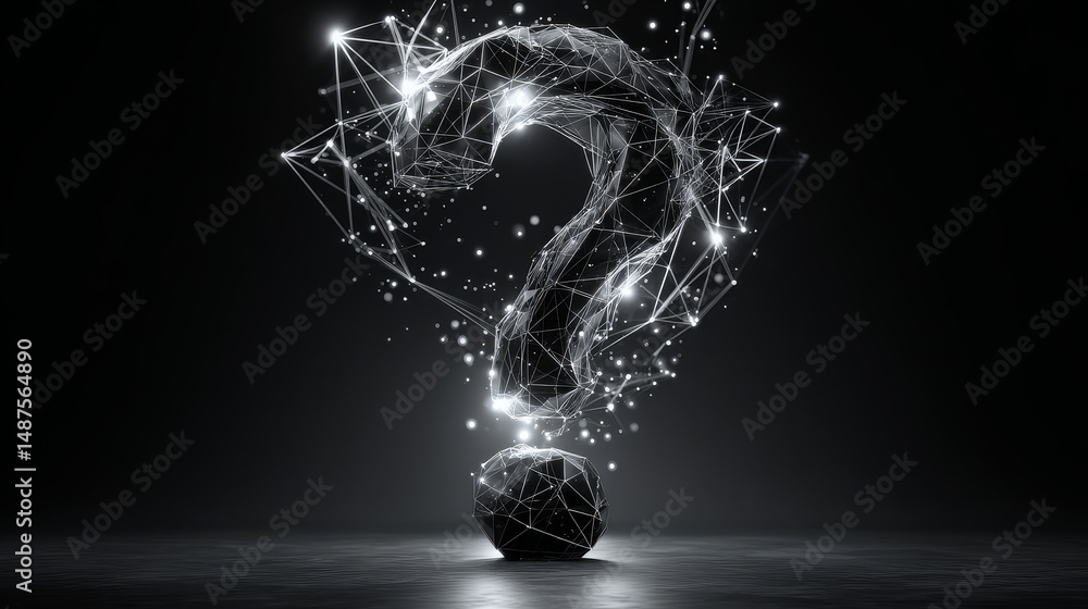 Poster question mark icon form lines, triangles and particle style design. illustration vector